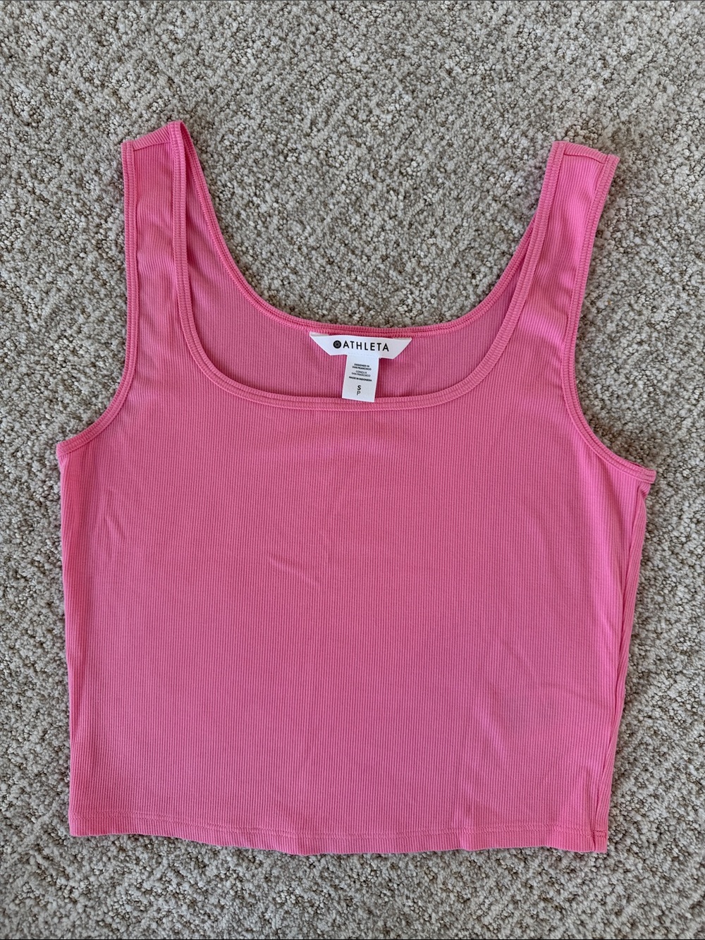 Athleta Pink Cropped Ribbed Tank Top